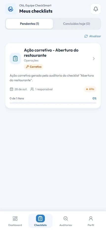 Ações corretivas no celular