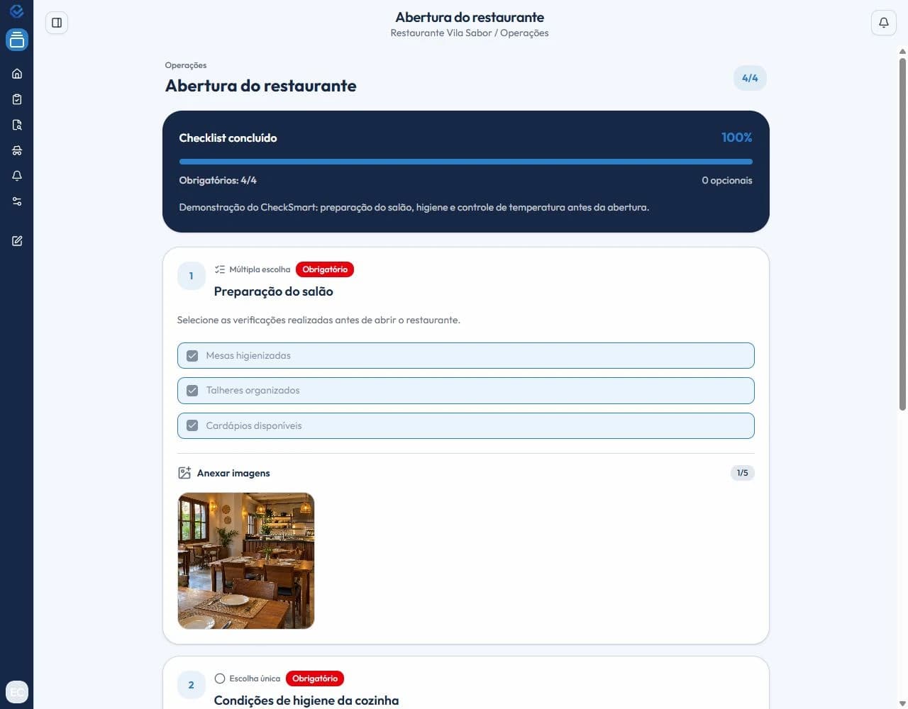 Tela de checklists digitais na CheckSmart